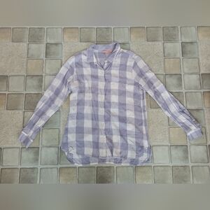 Women's Philosophy White And Lavender Plaid Btton Down Size Small